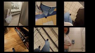 ASMRING TO VARIOUS PUBLIC TOILETS with A HAPPY ENDING BIG TITS FLASH