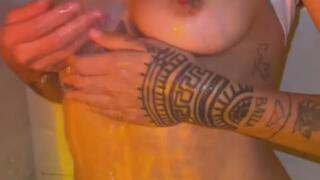 Late Night Wet Shower Tease With Hairy Pussy Play & White T-Shirt Cling