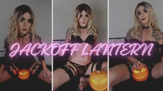 Tgirl Yuna fucks her jack o lantern pumpkin with her huge shecock