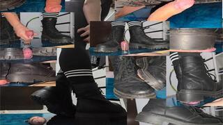 Marys Heavy Plateau Boots extreme trampling Shoejob with 6 Minutes stand on Slaves Cock + Big "Cum" Explosion