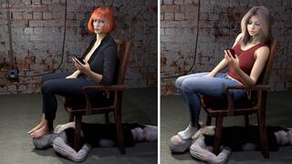 The Female Feet Smelling Chair 2 - Mummified Slave