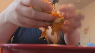 Giantess Seperates Wet and Messy Pumpkin Seeds