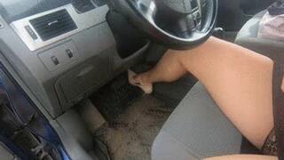 Pump the gas pedal with my sexy calves of right foot cmf