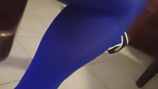 POV Blue Thigh-Highs & Wedge Sandals – Tip Toe, Dangling & Legs Crossing