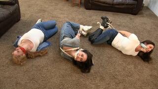 Roommate Bondage Challenge - Jacquelyn Velvets, Bliss Dulce and Kobe Lee Bondage Sluts Turn Into Bondage Damsels