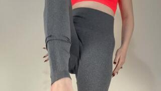 Stripping and foot job on dildo