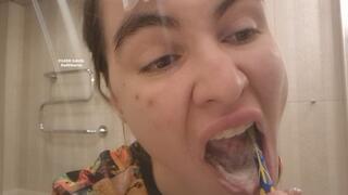 TEETH BRUSHING, TONGUE BRUSHING WHILE IGNORING LOSER - YOU!