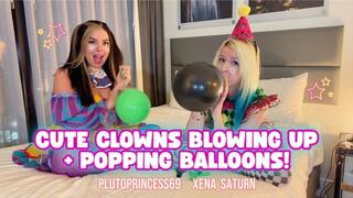 Cute Clowns Blowing up and Popping Balloons