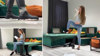 Cocky Chloe got caught in a glue trap by her boyfriend