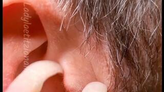 Scratching with mega long natural claws cleaning your inner ear