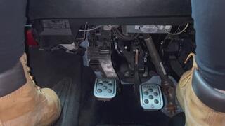 HARD REVVING-My girlfriend accelerates hard on the new pedals in her timberland boots.