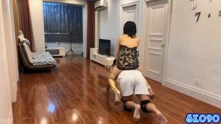 girl ride on a ponyboy and ponyplay carwling #SK090