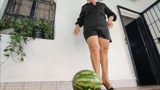 Diana Senior Crushing watermelon under her mighty barefeet
