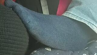 Submissive gimp is allowed to lick master feet