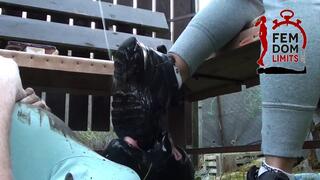 Cleaning very dirty sneakers in slave mouth