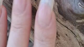 ASMR long natural claws outdoor