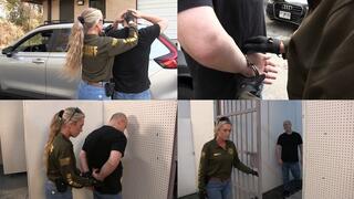 Handcuffed and Taken To Jail - Police Officer Juicy Does Arrest Procedure With Handcuffs and Armholding on Male Suspect