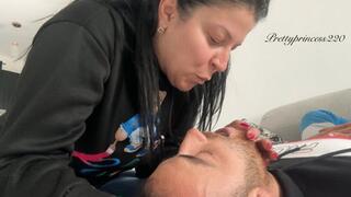 Spitting my slave straight in the mouth