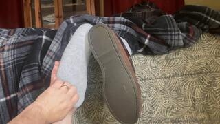 Playing with Itchy Feet IV - tickling big wide feet with itching powder in the socks