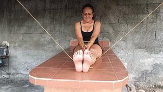 How much tickling this woman receives while she is completely tied up (3)
