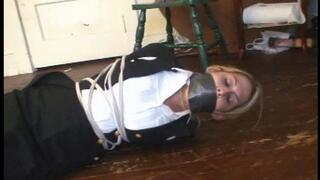 Tied Gagged In Pantyhose Navy Uniform and Barefoot