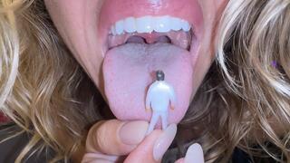 Giantess uses tiny man pussy vore