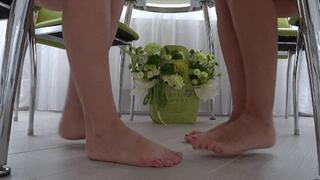 Barefoot fight under the table a