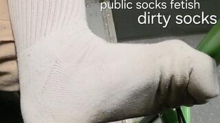 Public socks fetish, foot fetish, foot massage, smelling socks, white socks, dirty socks fetish with Miss GospodaricaEmma and Her sub Wolfy01
