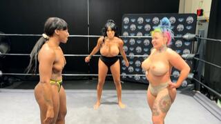 First Time Ever Sugar Diamond vs Little Rampage in a Topless Real Catfight called “Catfight 3”