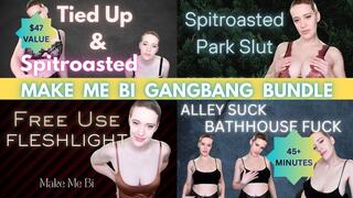 4-Clip Make Me Bi Gangbang Bundle (45 MINS) - Alley Suck Bathhouse Fuck, Spitroasted Park Slut, Tied Up & Spitroasted, Free Use Fleshlight Encouraged Bi Group Sex Fantasies