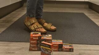 crushing cigarette packs barefoot just for fun