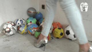 Soccer balls under metal Heels 5