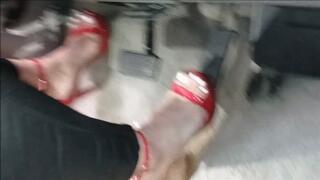 Revving hard sexy red high heels