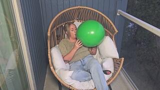 Massive Green Balloon Blow to Pop (B2P) - Lung Power Limit