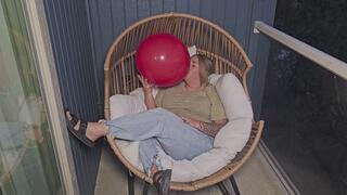 Massive Red Balloon - Tied, Overinflated, and Spontaneous Burst