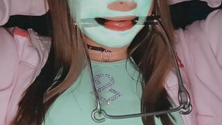 GlitterGiiiirl in Collar & Loose Braces Takes Tongue Port Horse Bit Gag