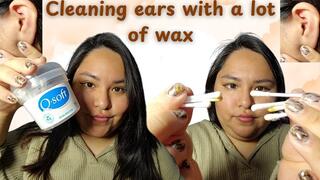 BBW woman cleans her dirty ears after months and removes a lot of wax