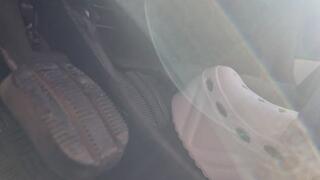 Having trouble starting this long-stalled car in these high-top slippers.