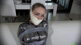 Aubrey - PVC Tape Gagged While in Tape Bondage FULL Bondage + 3 Gags Video MP4 HD * New Size * ( Tape Bondage , Wrap Gagged , OTN gag , Microfoam Tape Gag )