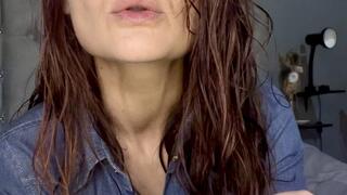 “Redhead Smoking After the Shower – Wet Hair, Denim Shirt & Bed Tease”