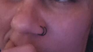 Harlow's finger teeth brushing!