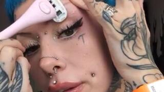 Shaving my eyebrows off while smoking