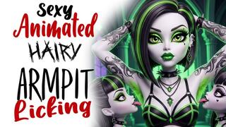 Sexy animated hairy armpits of cute alt girl stroked and licked by two kinky fetish lesbians copy