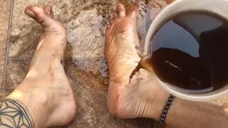washing your feet with grape juice for you to drink