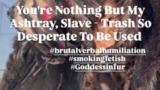 Du Bist Nur Mein Aschenbecher, Dreck - Brutal Elegante Femdom Demütigung auf der Terrasse POV Smoking Goddess Sultana in Fur - german speaking with english subtitles