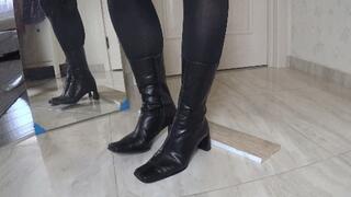 Hard heels and toe tapping in leather boots