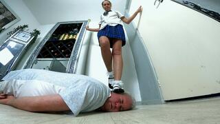 Danielle Cute Mary Jane School Shoes Trampling & Jumping On His Head FLOOR CAM