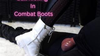 Mercy-Free Kicking Session in Crisp White Combat Boots: Toe Kicks Destroy His Balls