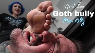 Miss Lilly, The Next Door Goth Bullies The Simp With Her Sweaty Feet! Slapping And Spitting All Over His Face!