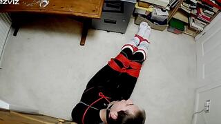 Man bound and gagged in room in tight leggings- Part 2-BBW Domination,BBW bondage,man tied up,bound and gagged man,leggings,compression gear,amateur,gay bondage,man in bondage,male bondage,socks,rope bondage,struggling,